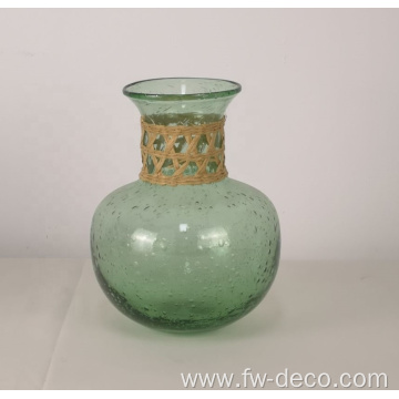 recycled green bubble glass bottles bud vase